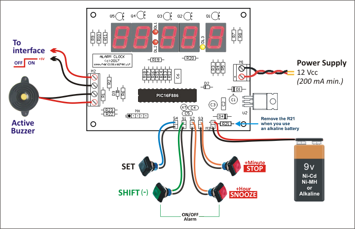 Alarm Clock - Wiring diagram