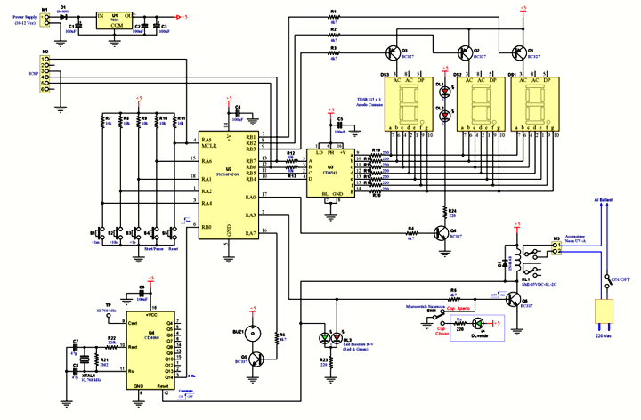 Schema elettrico completo del Timer per Bromografo