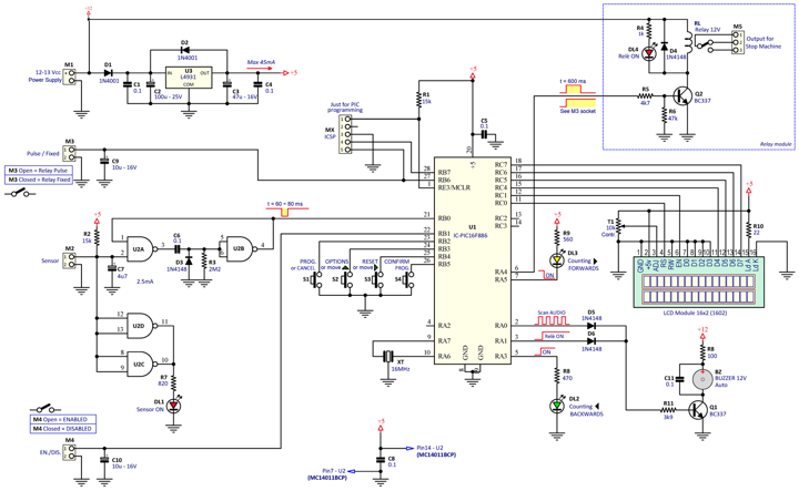 Schematic Diagram of 6 digit Preset Digital Counter