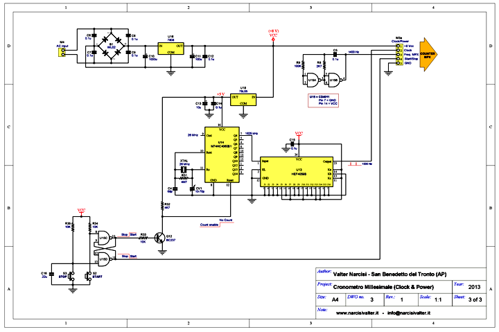 Chronometer: schematic diagram of Timebase and Power Supply section