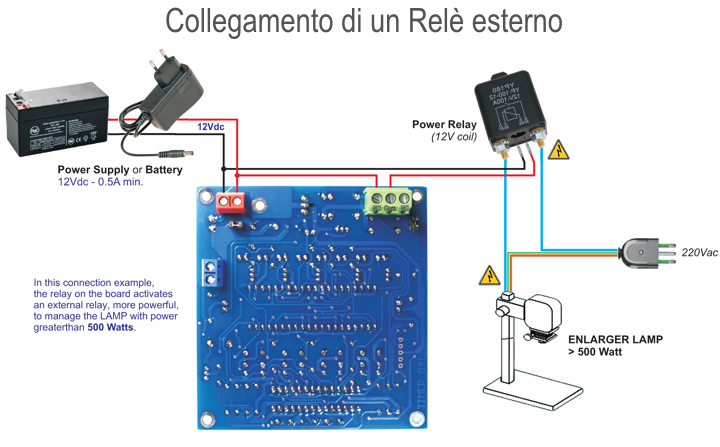 Enlarger Timer wiring with an External Relay