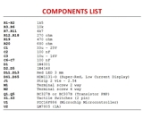 Components list