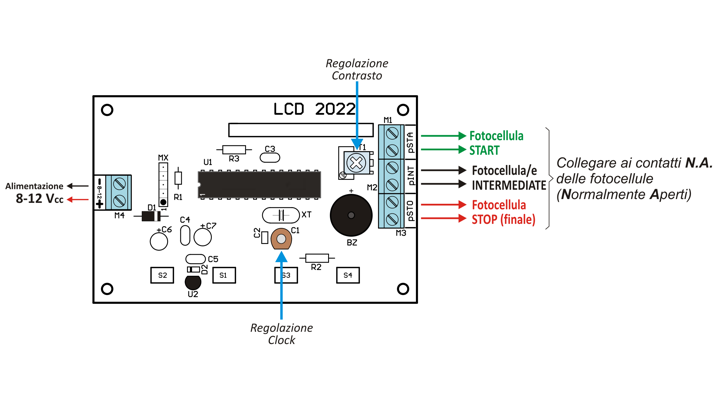 1/1000 LCD2022 Stopwatch - Wiring