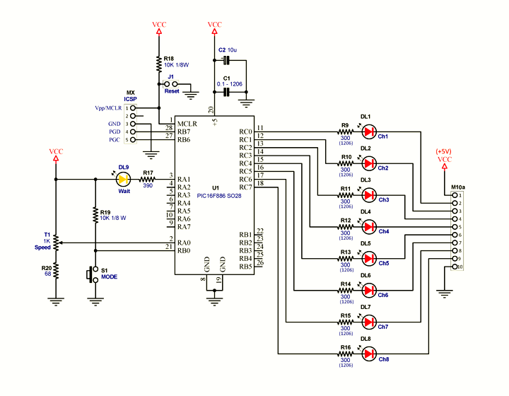 Schema elettrico della Main Board con PIC16F887