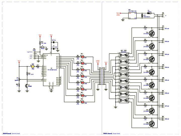 Schema elettrico completo del Lampeggiatore con PICmicro