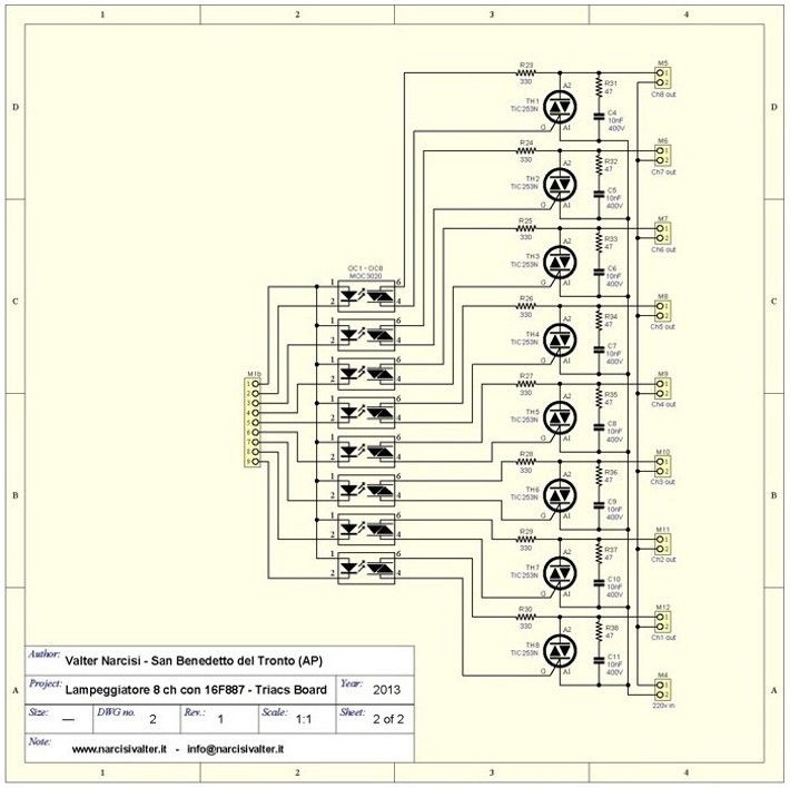 Schema elettrico della sezione TRIAC