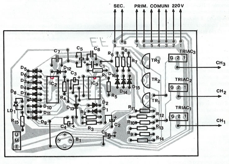 PCB del lampeggiatore 3 canali