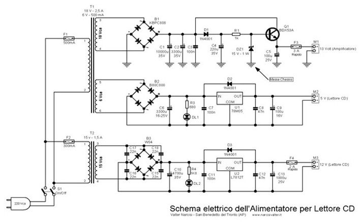Schema elettrico Alimentatore