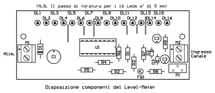PCB Vu-Meter 16 LED con UAA170