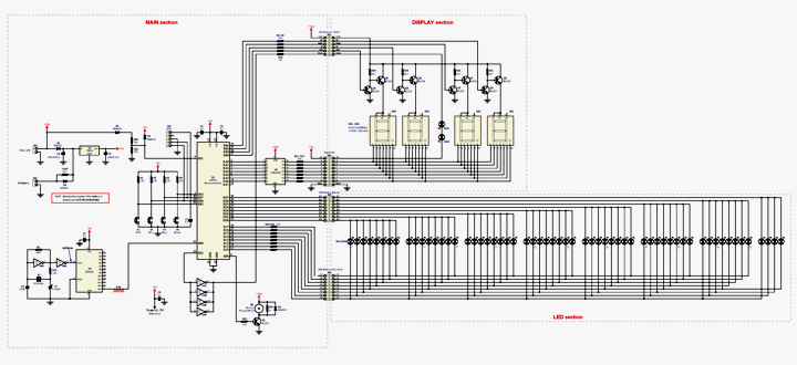 Full Schematic diagram of Rotating LED clock