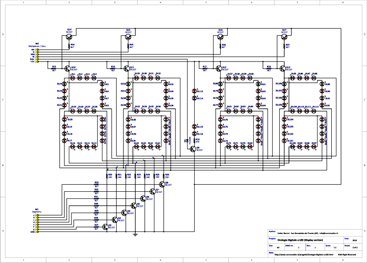 Schematic diagram of LED-Clock with PicMicro - DISPLAY