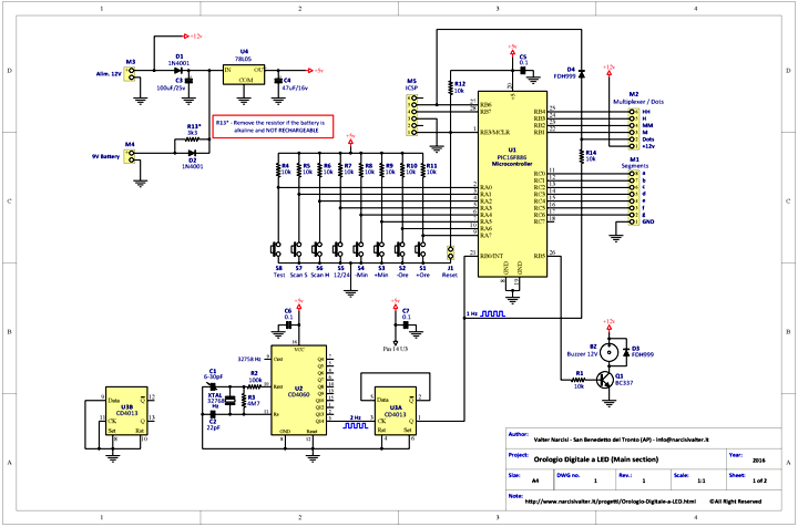 Schematic diagram of LED-Clock (MAIN Section)
