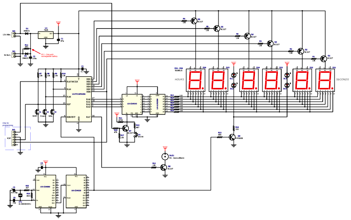 Schema elettrico Orologio Digitale con PIC