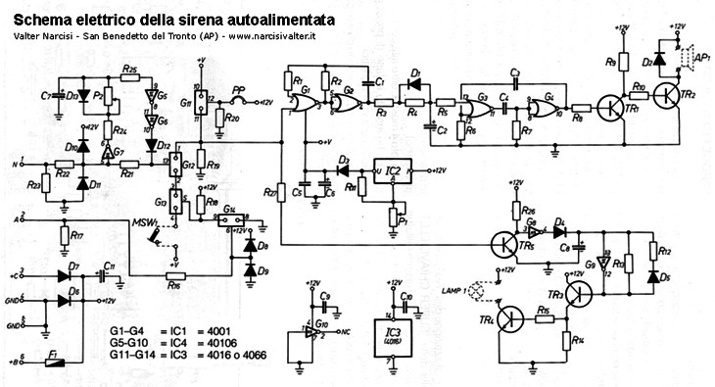 Circuit diagram of the Autoself Siren