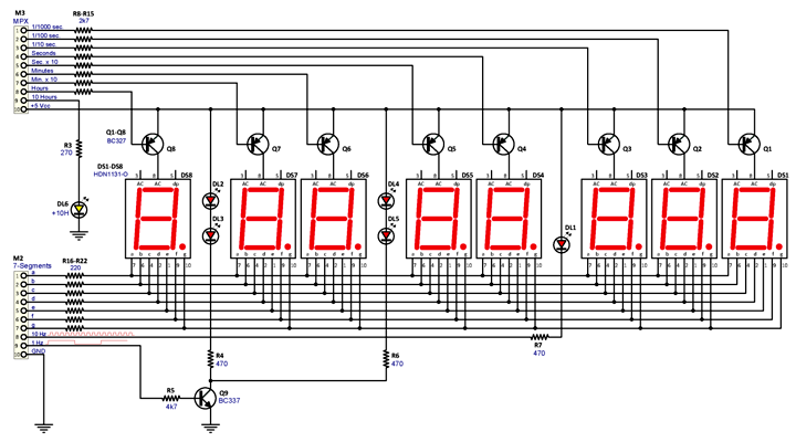 PIC Stopwatch Schematic diagram of DISPLAY section