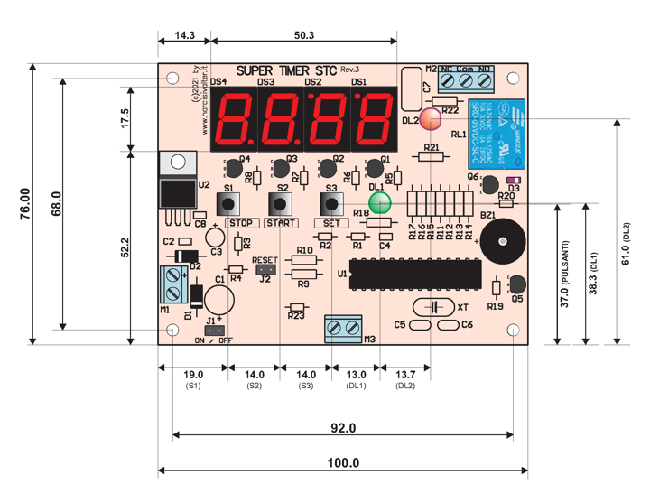 Esempio di collegamento di un relè di potenza esterno (con bobina a 12V)
