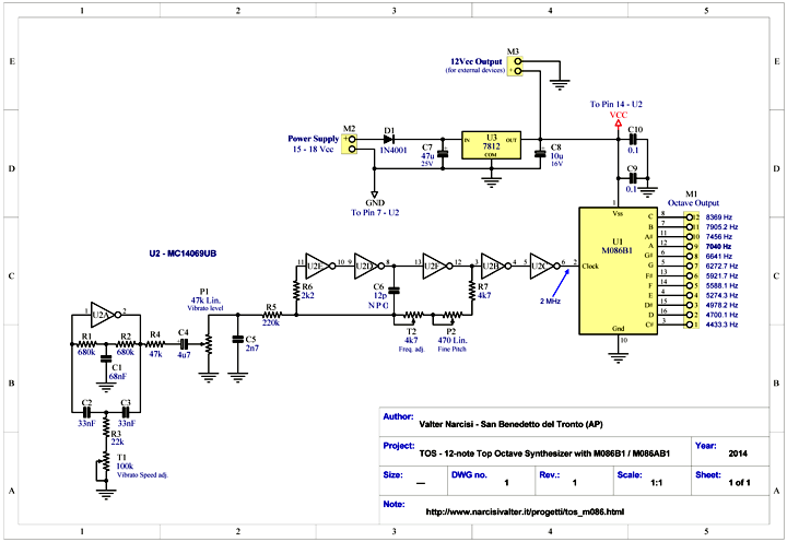Top Octave Synthesizer with M086B1- Schematic Diagram