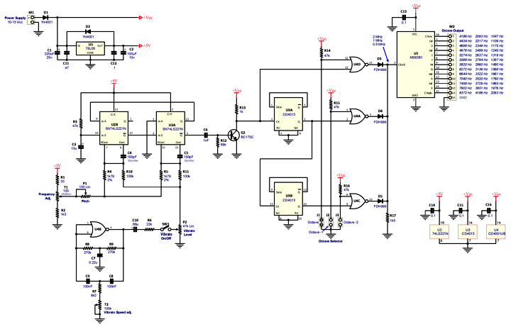 Schematic diagram of 12 or 13-note Top Octave Synthesizer