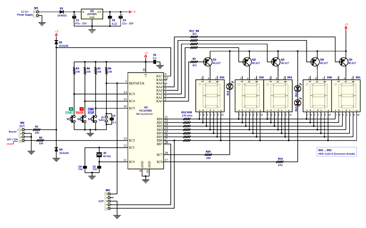 Schematic diagram of Digital Programmable Timer for UV Exposure Box