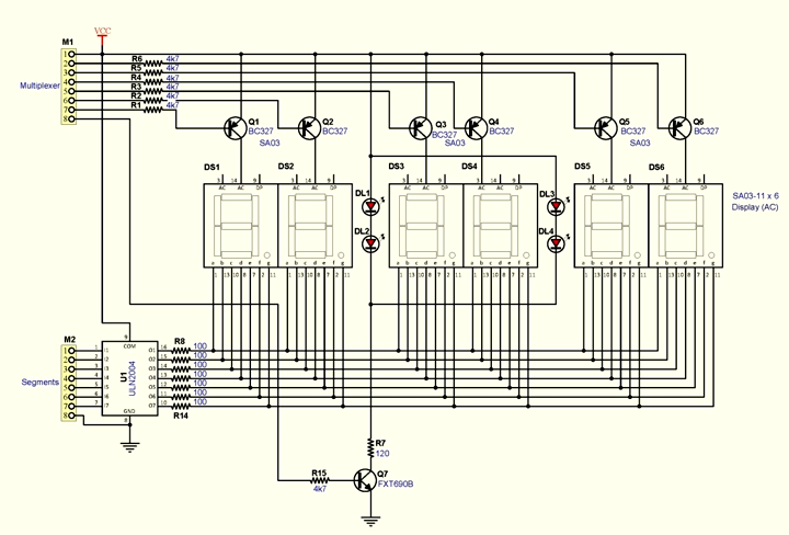 Schema elettrico sez. Display del Timer PICmicro