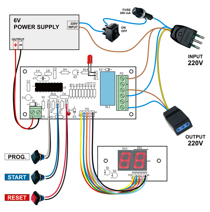 1/10 second StopWatch - Wiring diagram