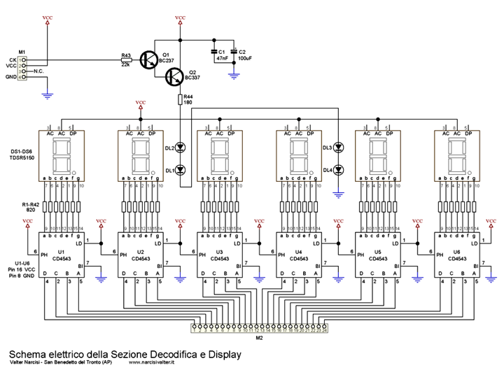 Schema elettrico sez. Decodifica e Display