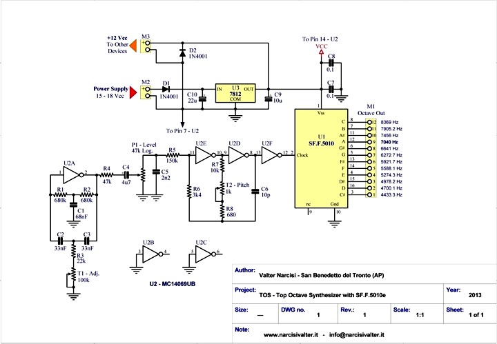 Top Octave Synthesizer TOS TOG TOFG - Schematic Diagram